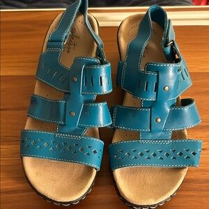 Clarks Teal Leather Sandals